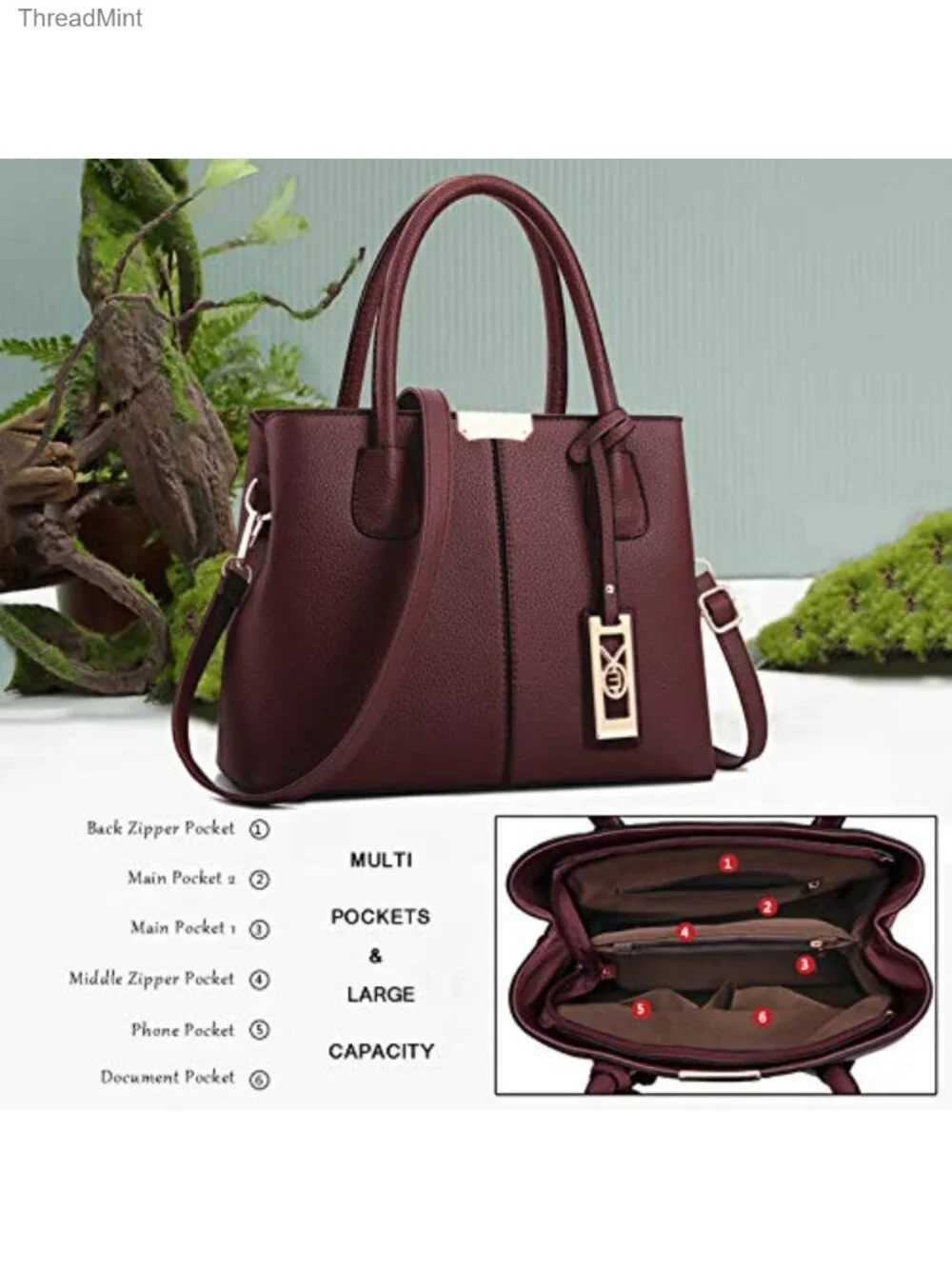 Faux Leather Top Handle Satchel Purse Handbag Shoulder Tote Women